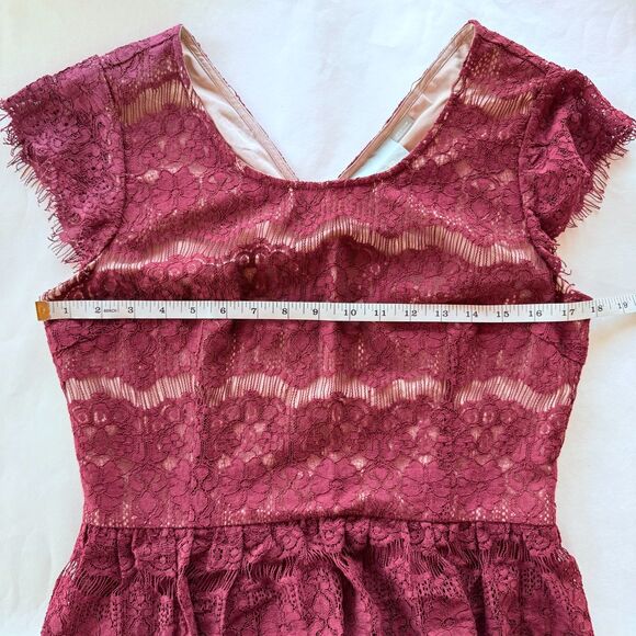 NWT Anthropologie Maeve Elsa Lace Peplum Cap Sleeve Dress in Wine Red Sz Medium - Picture 11 of 12